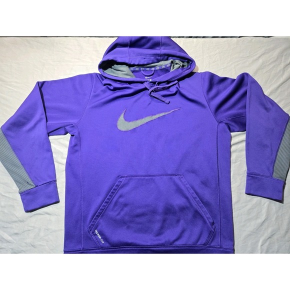 Nike Other - Nike Therma-FIT Purple and Gray Large Swoosh Pullover Hoodie Size Large Athletic
